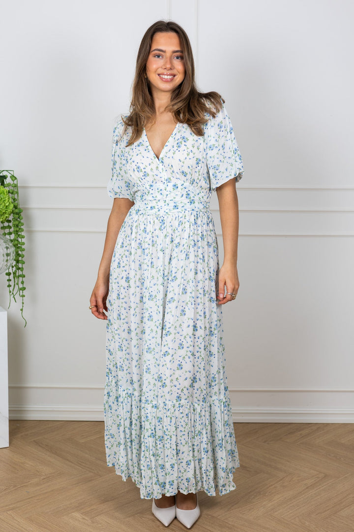 Leonora Dress Blue Fleur Georgette | Kjoler | Smuk