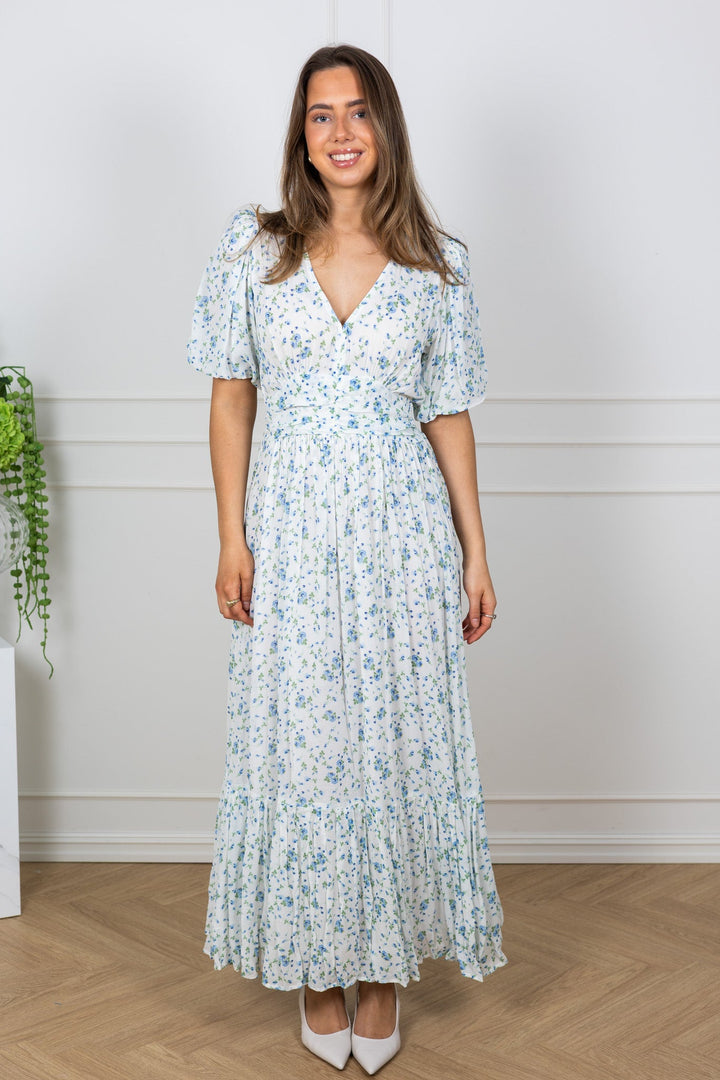 Leonora Dress Blue Fleur Georgette | Kjoler | Smuk