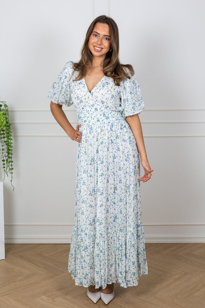Leonora Dress Blue Fleur Georgette | Kjoler | Smuk