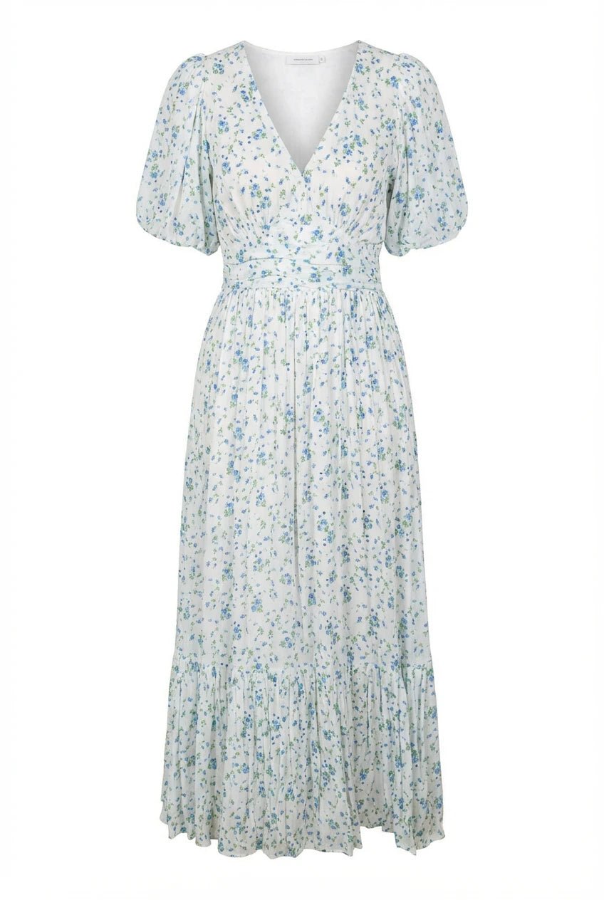 MISSMAYA - Leonora Dress Blue Fleur Georgette