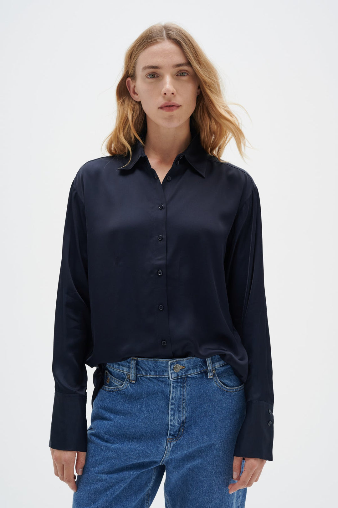 Leonore Shirt Premium Marine Blue | Skjorter og bluser | Smuk - Dameklær på nett