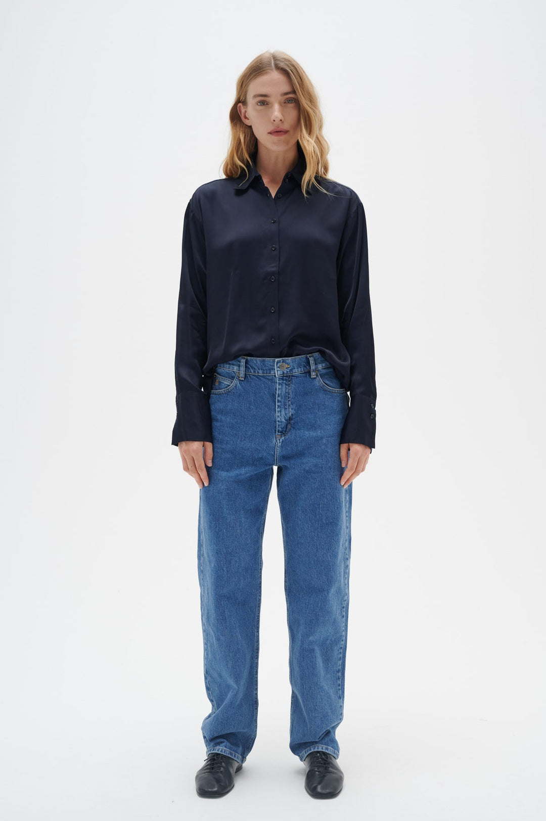 Leonore Shirt Premium Marine Blue | Skjorter og bluser | Smuk - Dameklær på nett