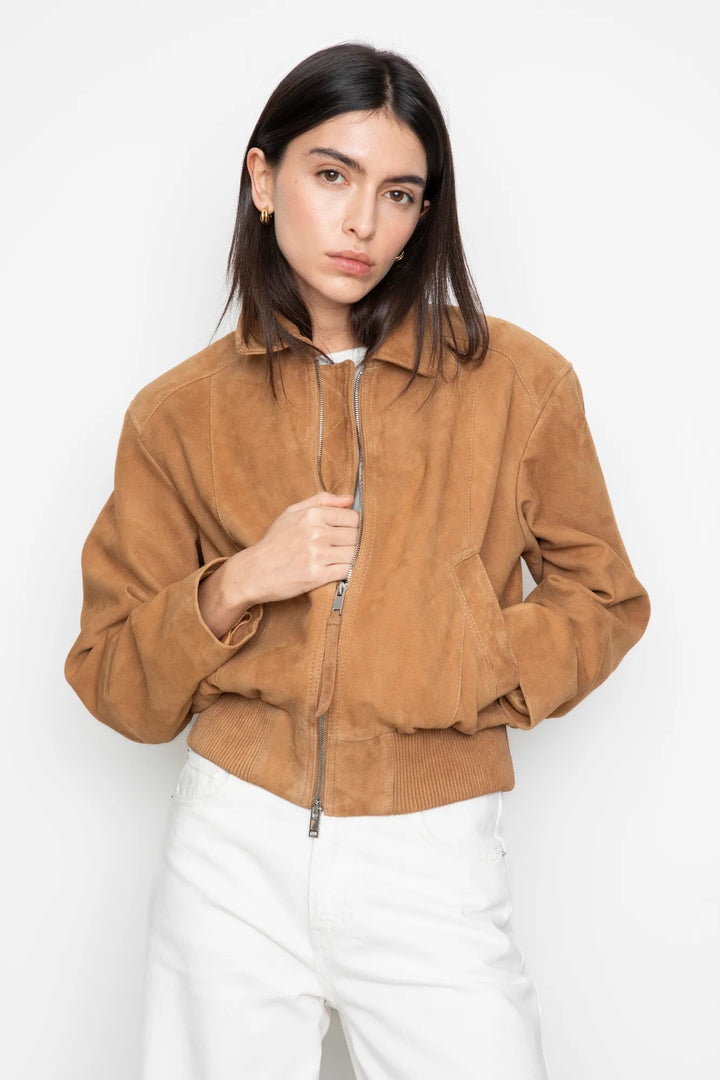 Lex Bomber Jacket Light Camel Suede | Yttertøy | Smuk
