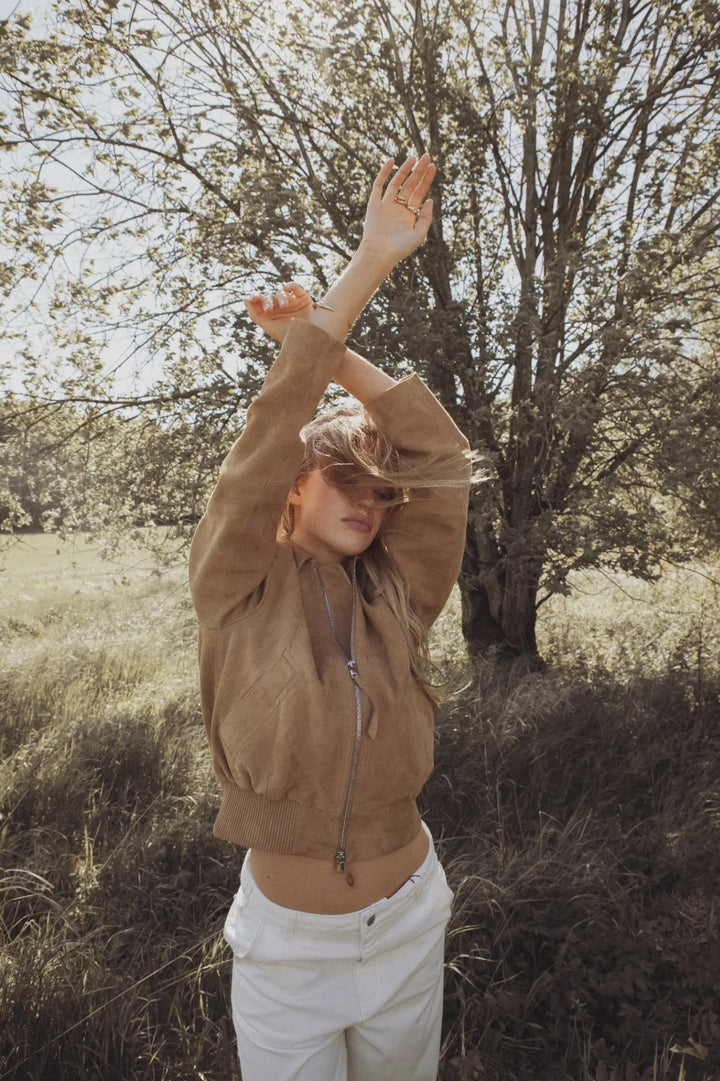 Lex Bomber Jacket Light Camel Suede | Yttertøy | Smuk