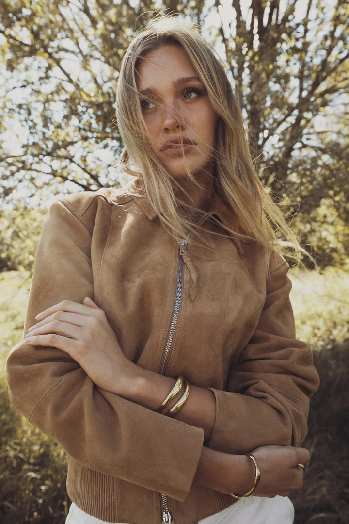 Lex Bomber Jacket Light Camel Suede | Yttertøy | Smuk