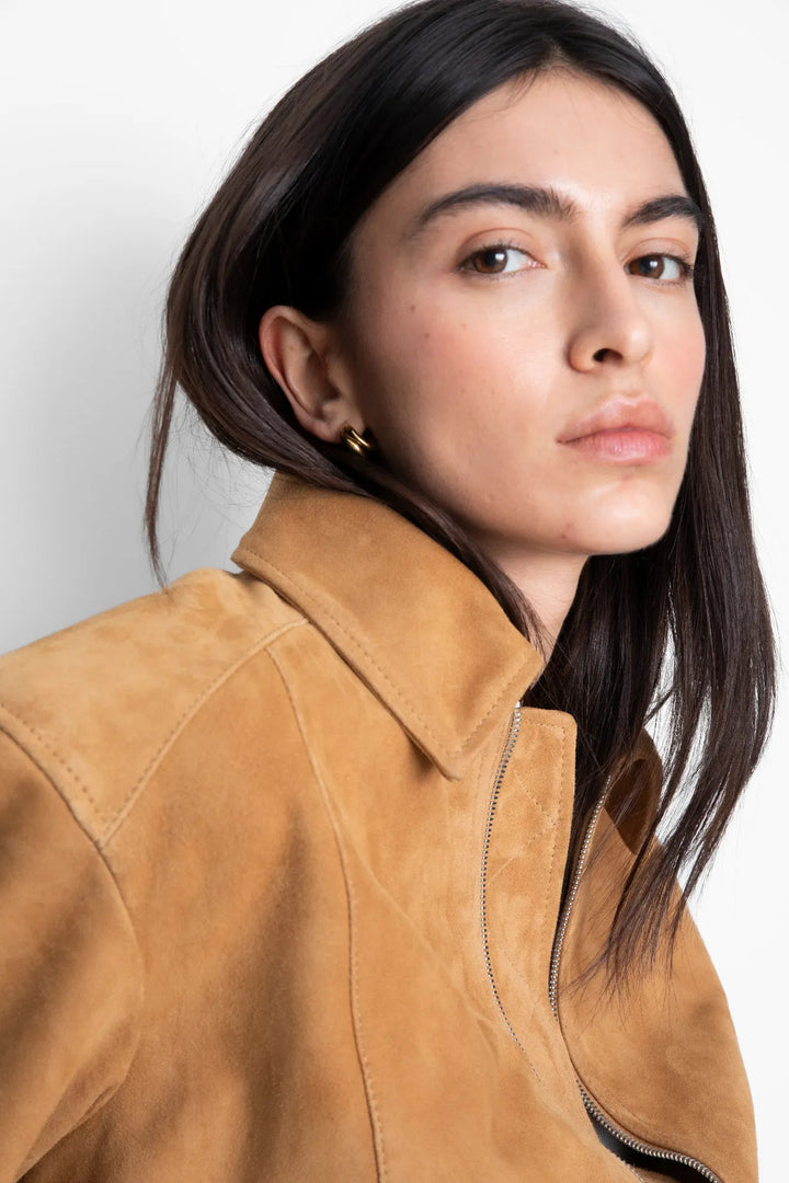 Lex Bomber Jacket Light Camel Suede | Yttertøy | Smuk