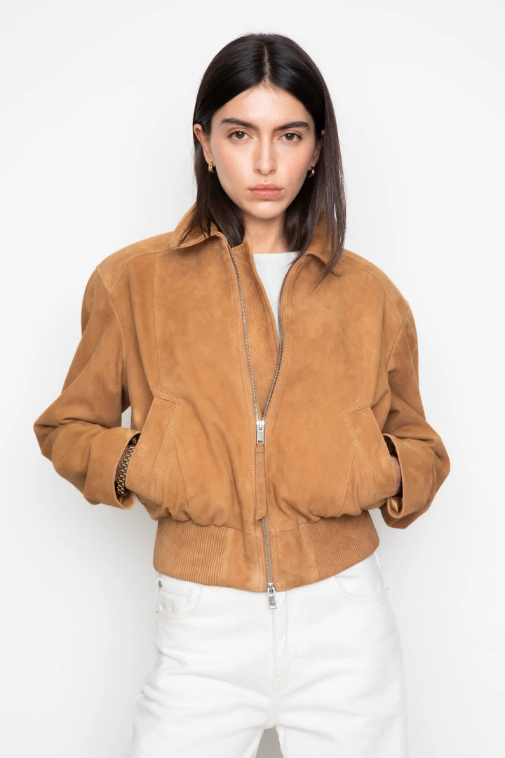 Lex Bomber Jacket Light Camel Suede | Yttertøy | Smuk
