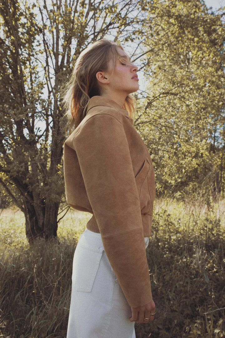 Lex Bomber Jacket Light Camel Suede | Yttertøy | Smuk