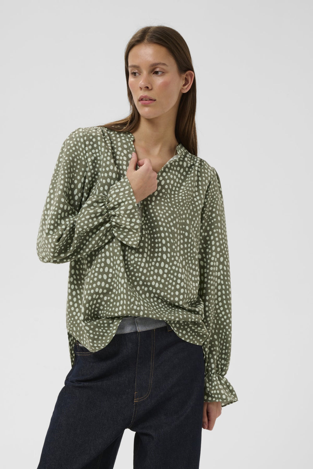 Libertyiw Blouse Green Faded Dot | Skjorter og bluser | Smuk