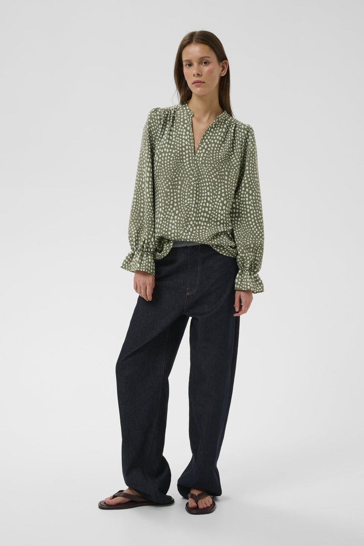 Libertyiw Blouse Green Faded Dot | Skjorter og bluser | Smuk