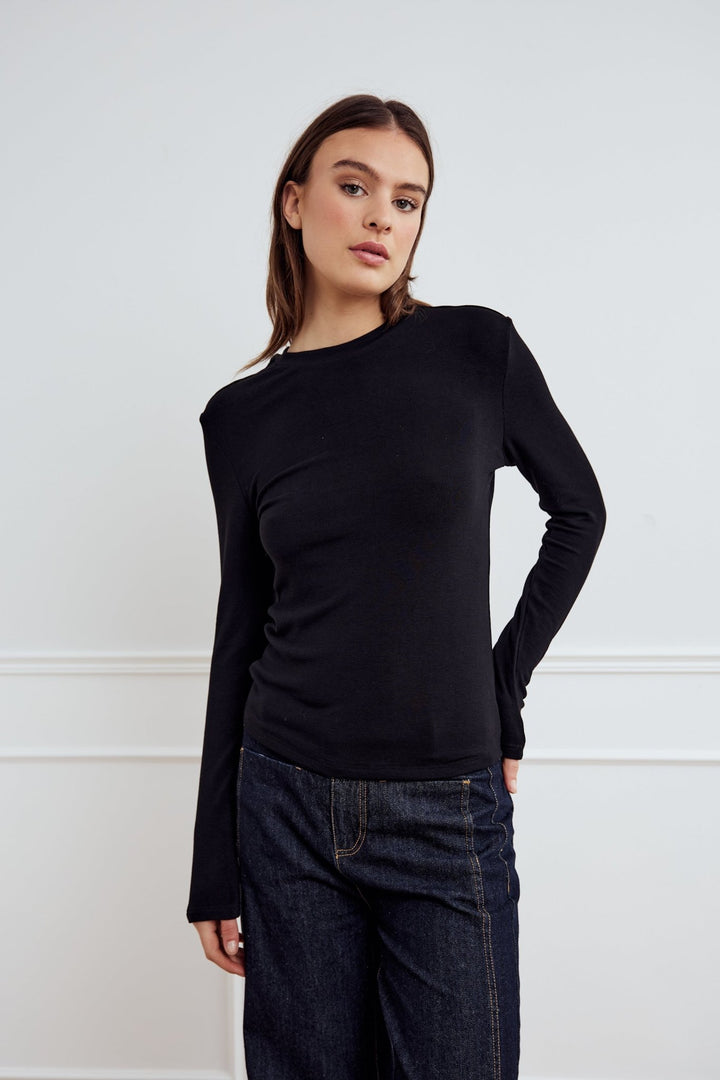 Lidie Ls Top Black | Topper | Smuk