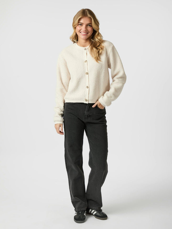 Limo Fluffy Knit Cardigan Creme | Genser | Smuk - Dameklær på nett