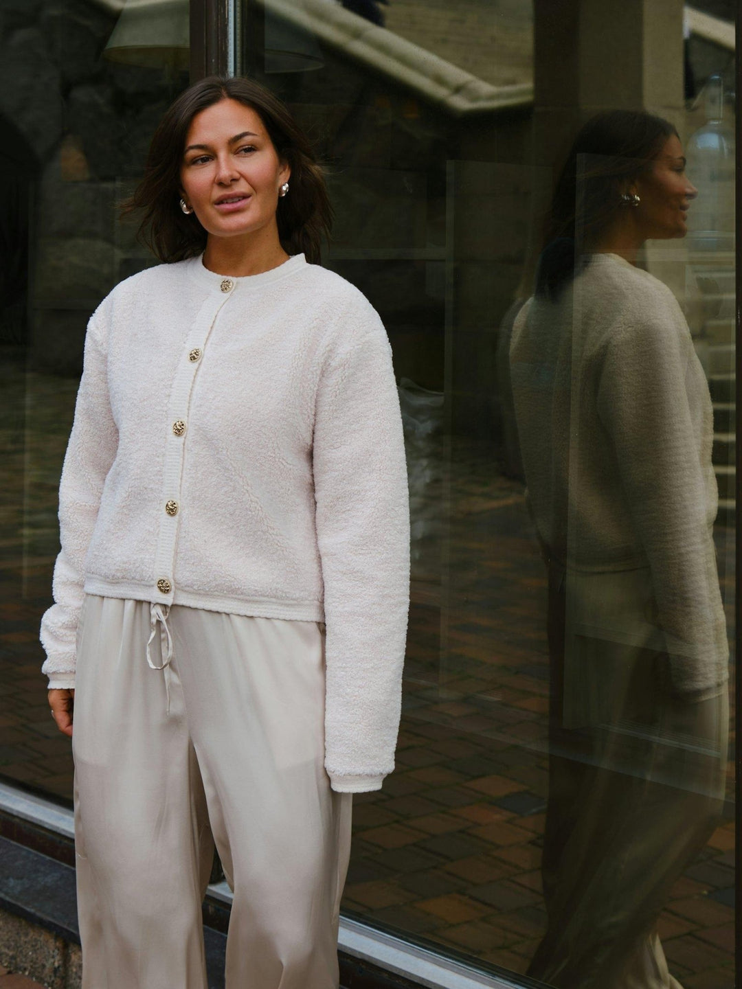 Limo Fluffy Knit Cardigan Creme | Genser | Smuk - Dameklær på nett