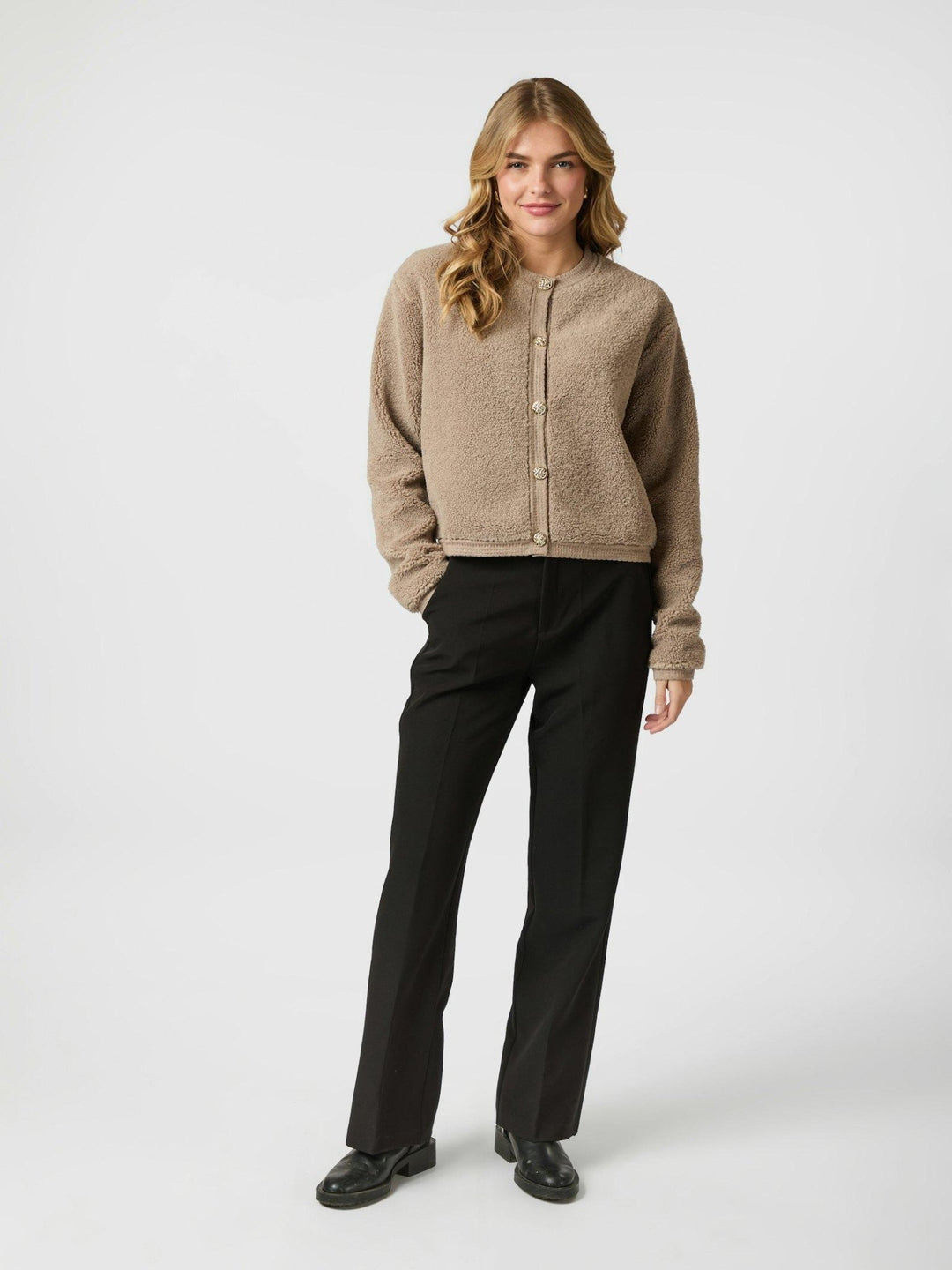 Limo Fluffy Knit Cardigan Dark Sand | Genser | Smuk - Dameklær på nett