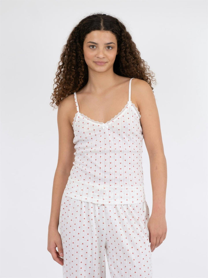 Lindsay Pointelle Heart Top White | Topper | Smuk - Dameklær på nett