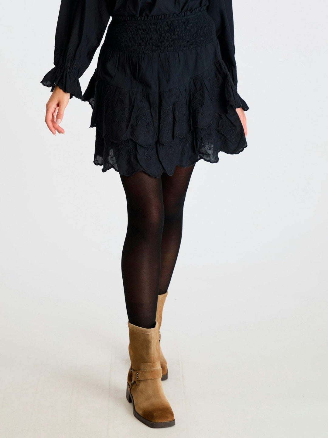 Line Emb Skirt Navy | Skjørt | Smuk - Dameklær på nett