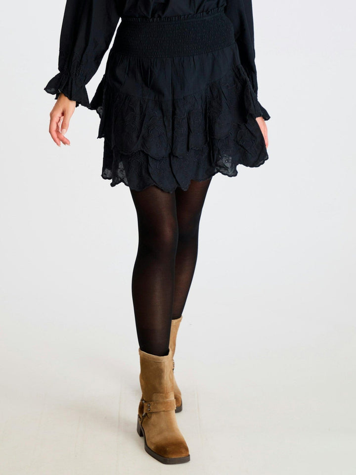 Line Emb Skirt Navy | Skjørt | Smuk - Dameklær på nett