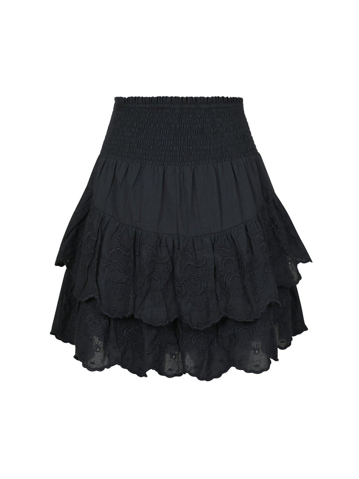 Line Emb Skirt Navy | Skjørt | Smuk - Dameklær på nett