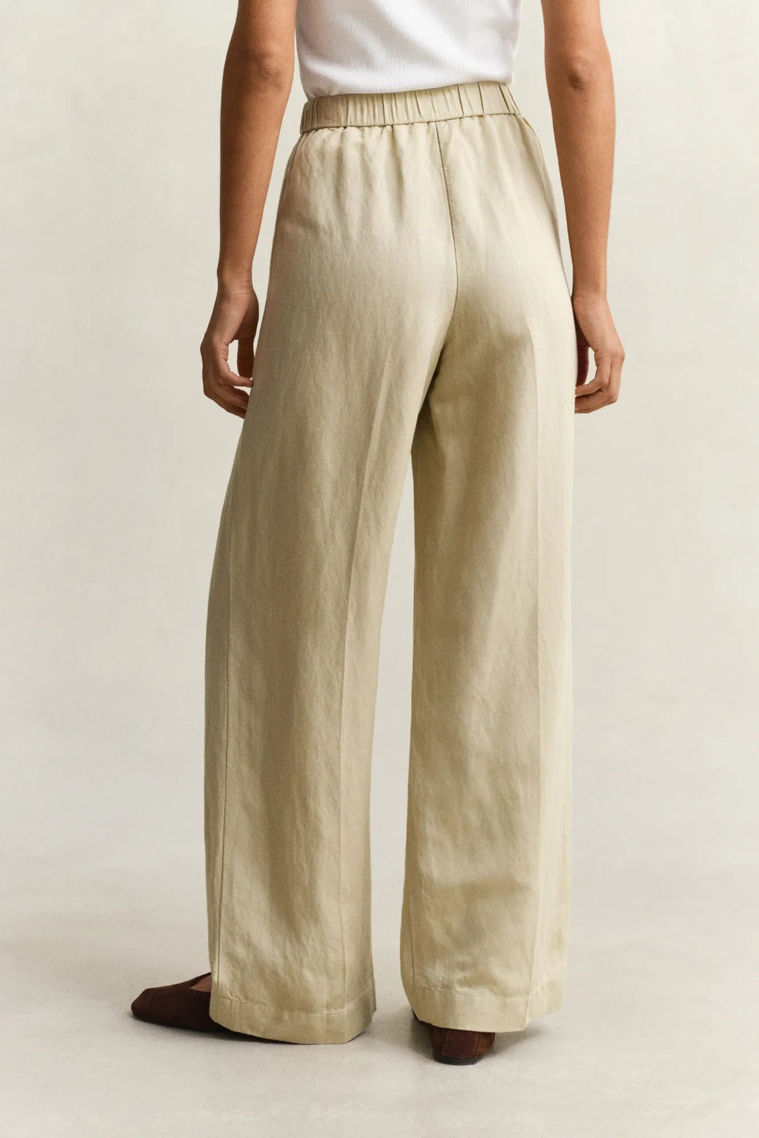 Linen Blend Pull On Pants Oat Beige | Bukser | Smuk