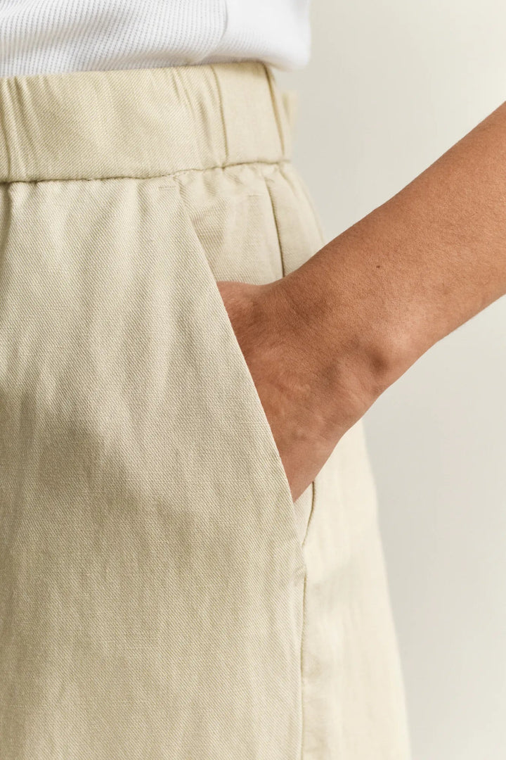 Linen Blend Pull On Pants Oat Beige | Bukser | Smuk