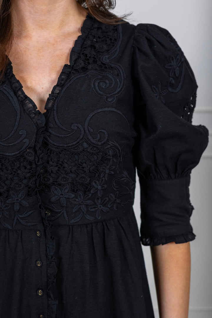 Linen Button - Down Dress Black | Kjoler | Smuk - Dameklær på nett