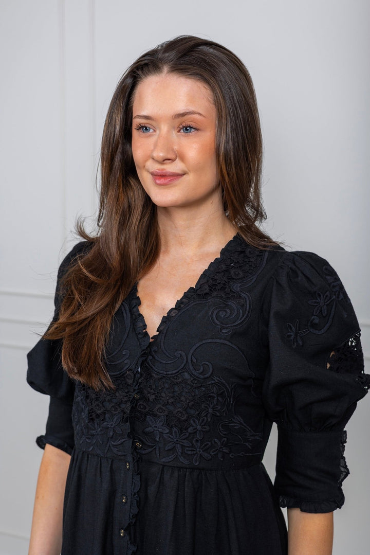 Linen Button - Down Dress Black | Kjoler | Smuk - Dameklær på nett