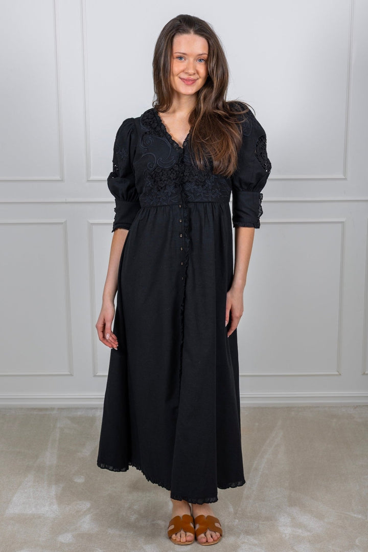 Linen Button - Down Dress Black | Kjoler | Smuk - Dameklær på nett