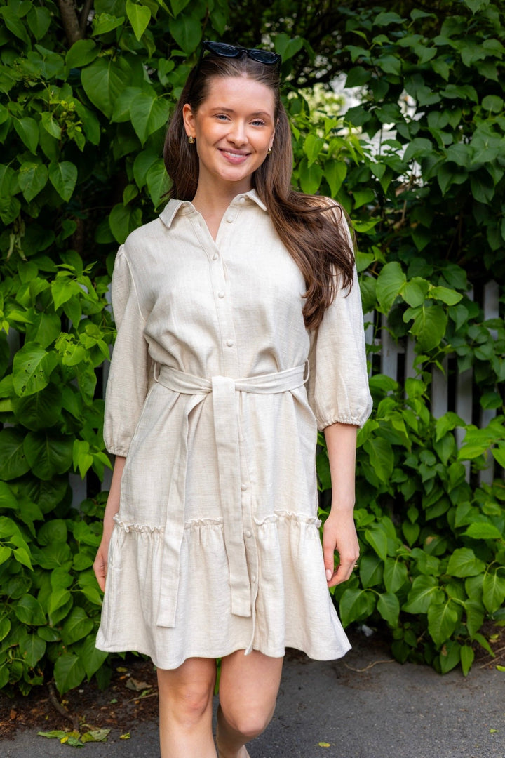 Linen Dress Light Sand | Kjoler | Smuk - Dameklær på nett