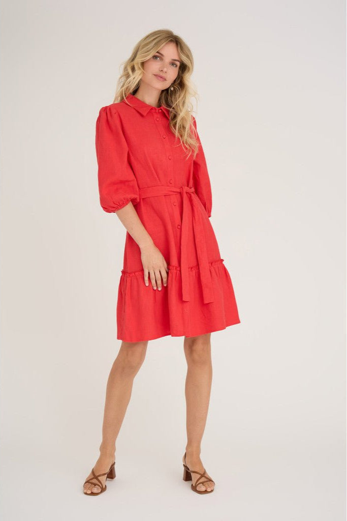 A-VIEW - Linen Dress Red