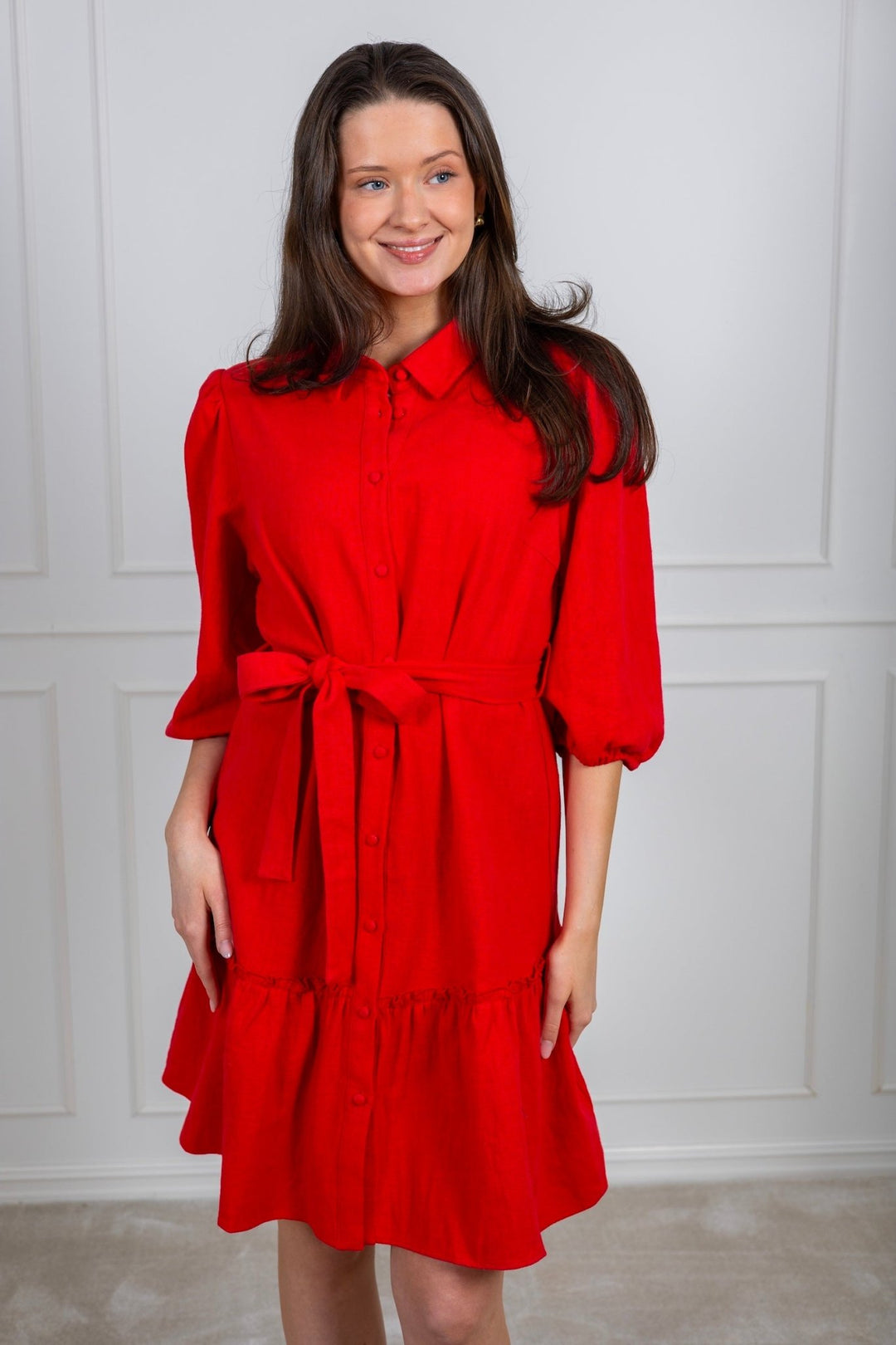 Linen Dress Red | Kjoler | Smuk - Dameklær på nett