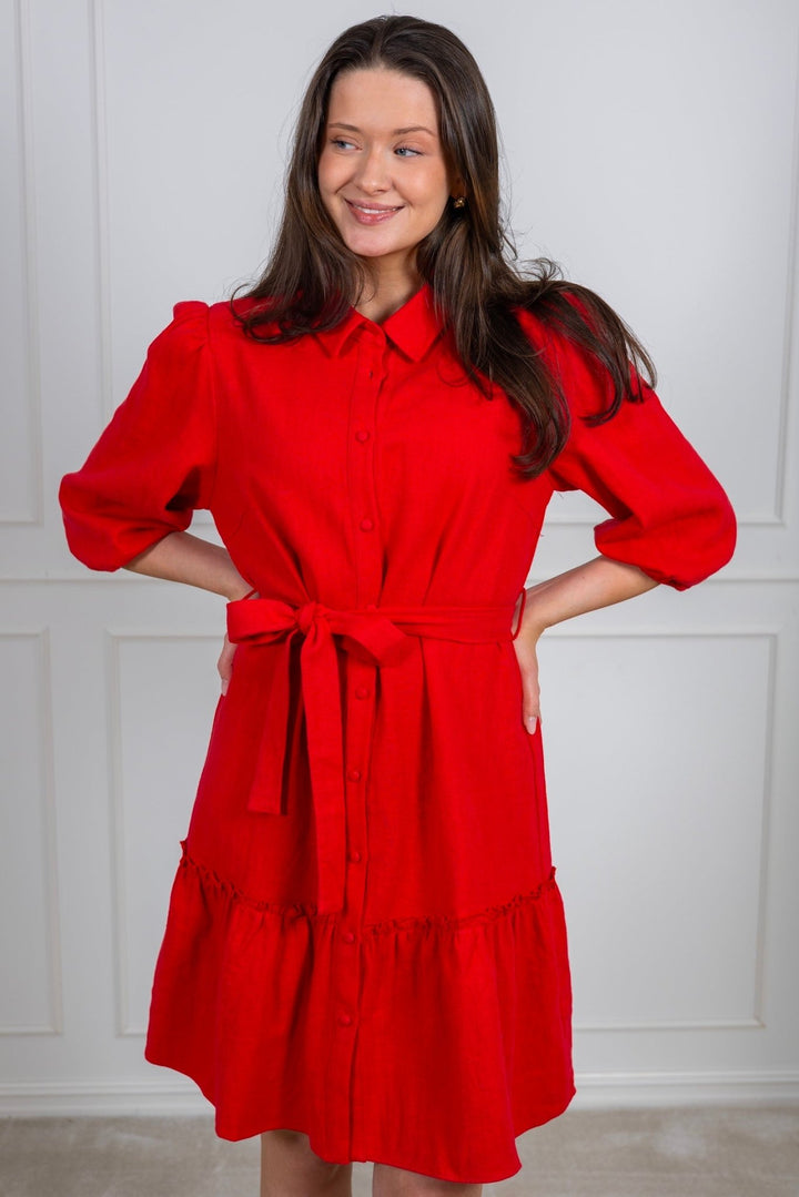 Linen Dress Red | Kjoler | Smuk - Dameklær på nett