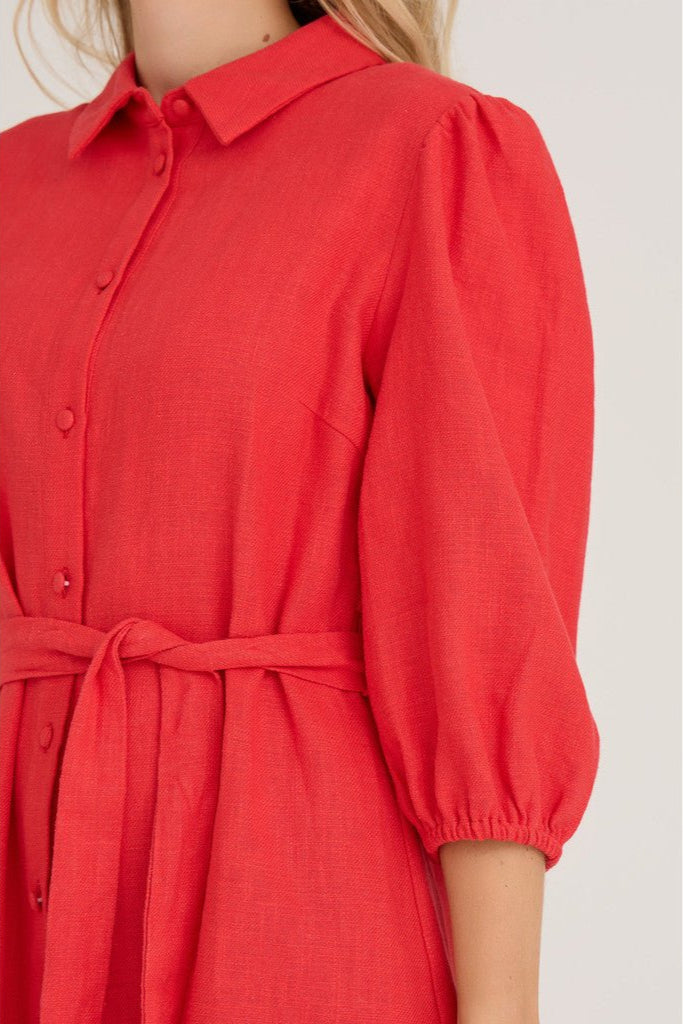 Linen Dress Red | Kjoler | Smuk - Dameklær på nett
