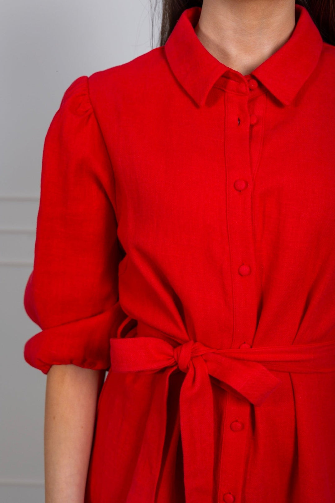 Linen Dress Red | Kjoler | Smuk - Dameklær på nett