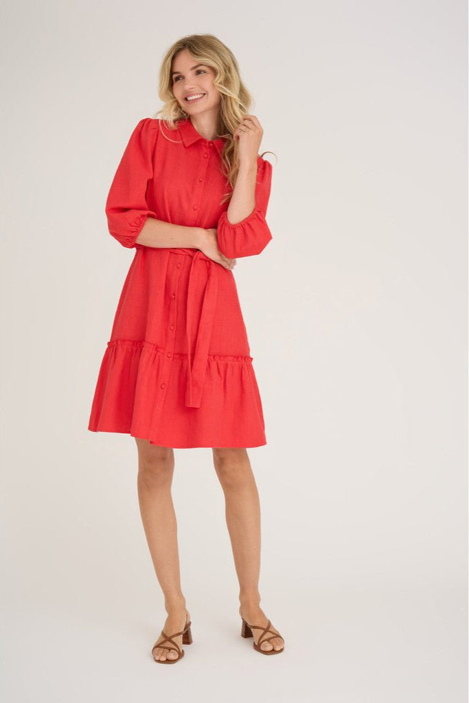 Linen Dress Red | Kjoler | Smuk - Dameklær på nett