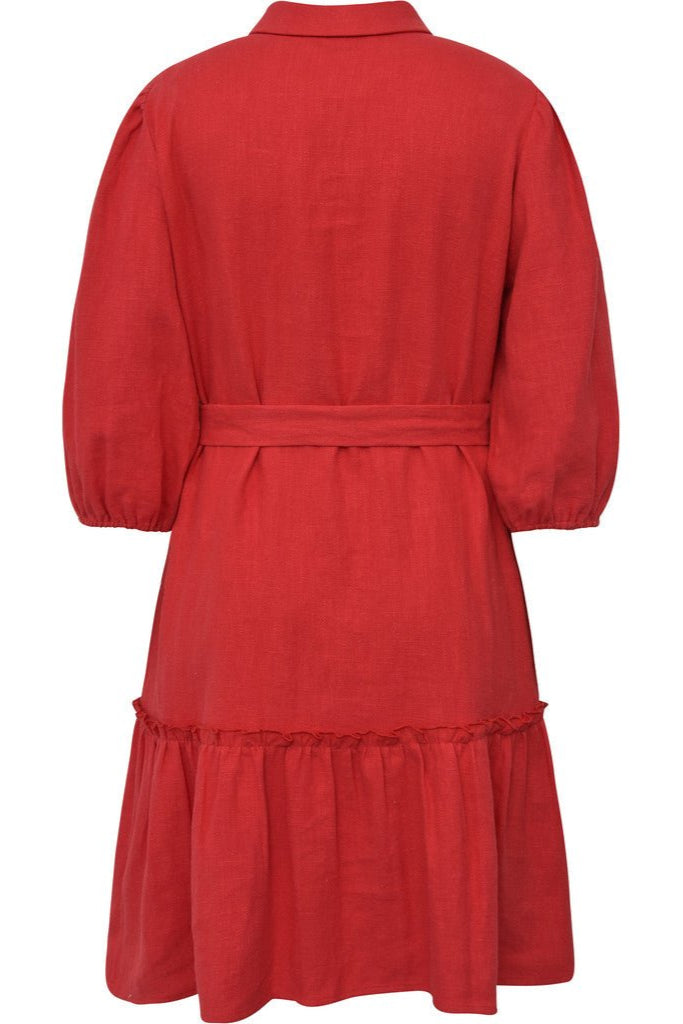 Linen Dress Red | Kjoler | Smuk - Dameklær på nett