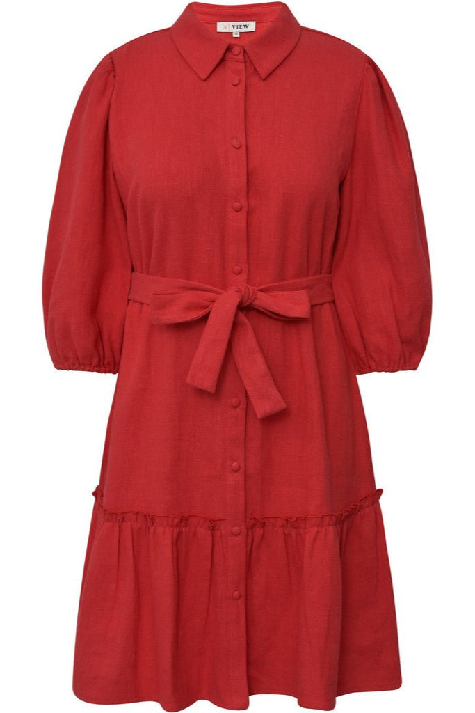 Linen Dress Red | Kjoler | Smuk - Dameklær på nett