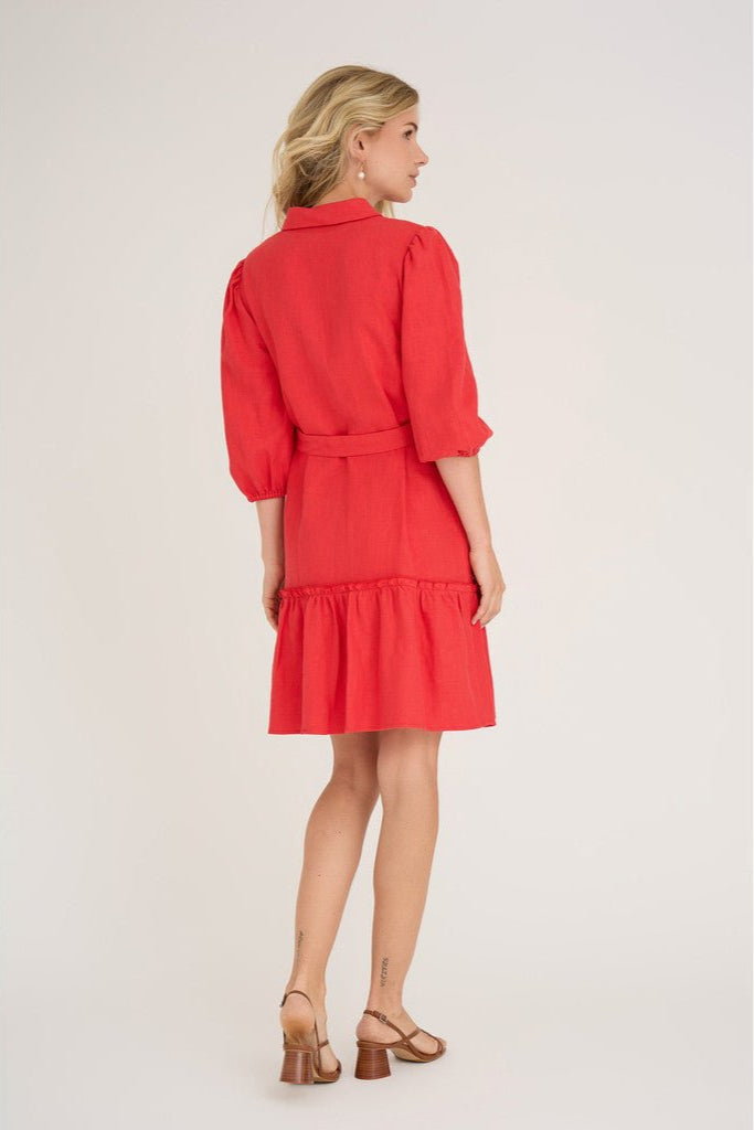 Linen Dress Red | Kjoler | Smuk - Dameklær på nett