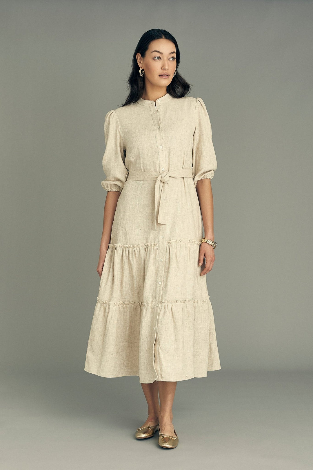 A-VIEW - Linen Long Dress Light Sand - Smuk A-VIEW - Linen Long Dress Light Sand - Smuk