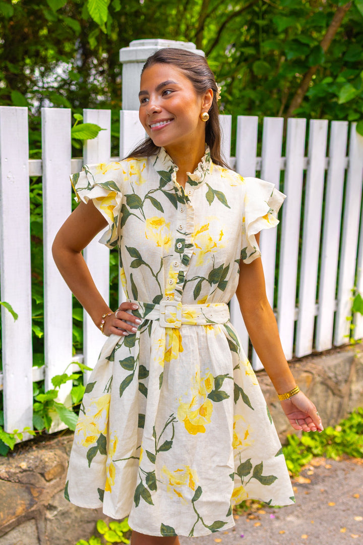 Linen Ruffle Dress Sunlight | Kjoler | Smuk