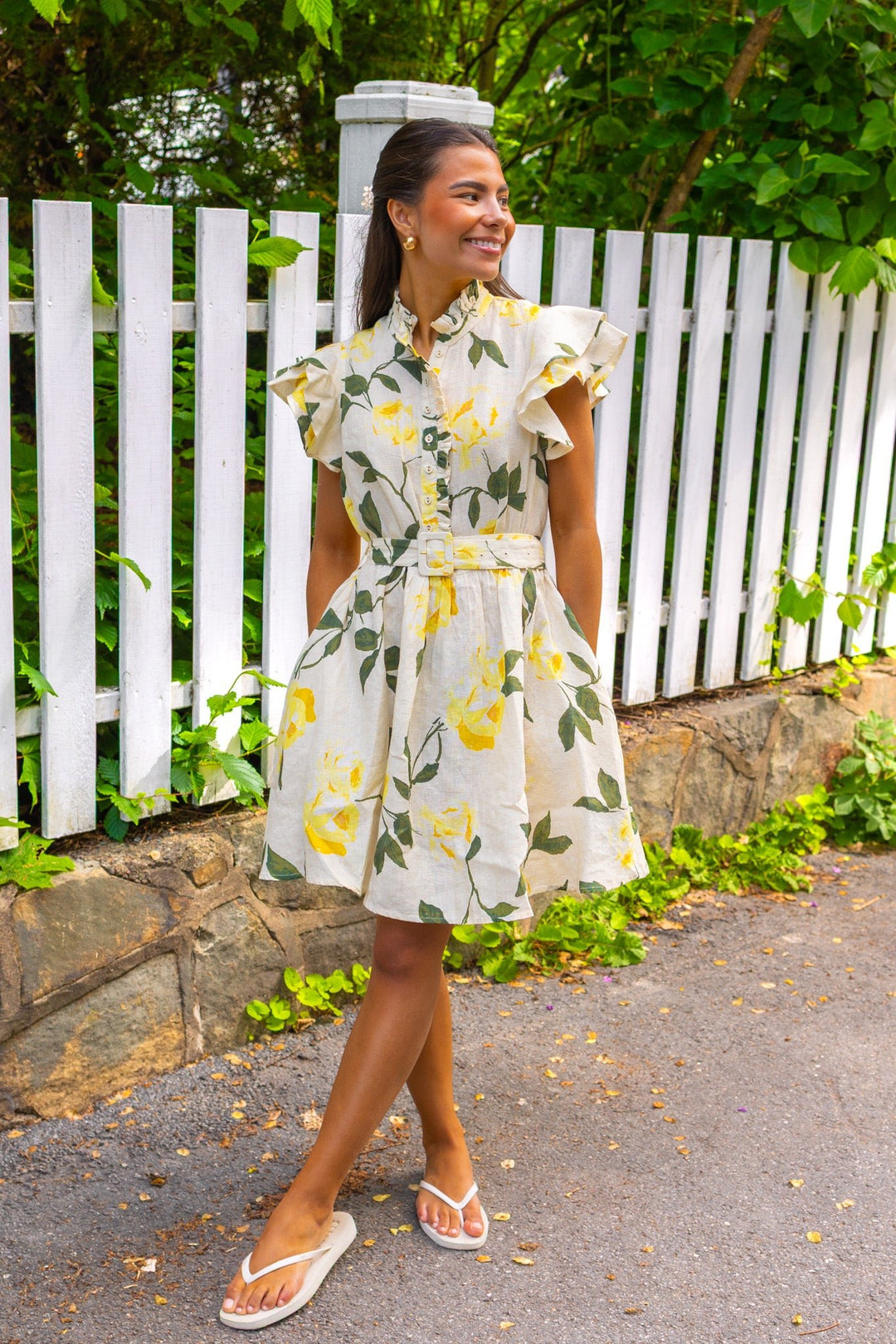 Linen Ruffle Dress Sunlight | Kjoler | Smuk