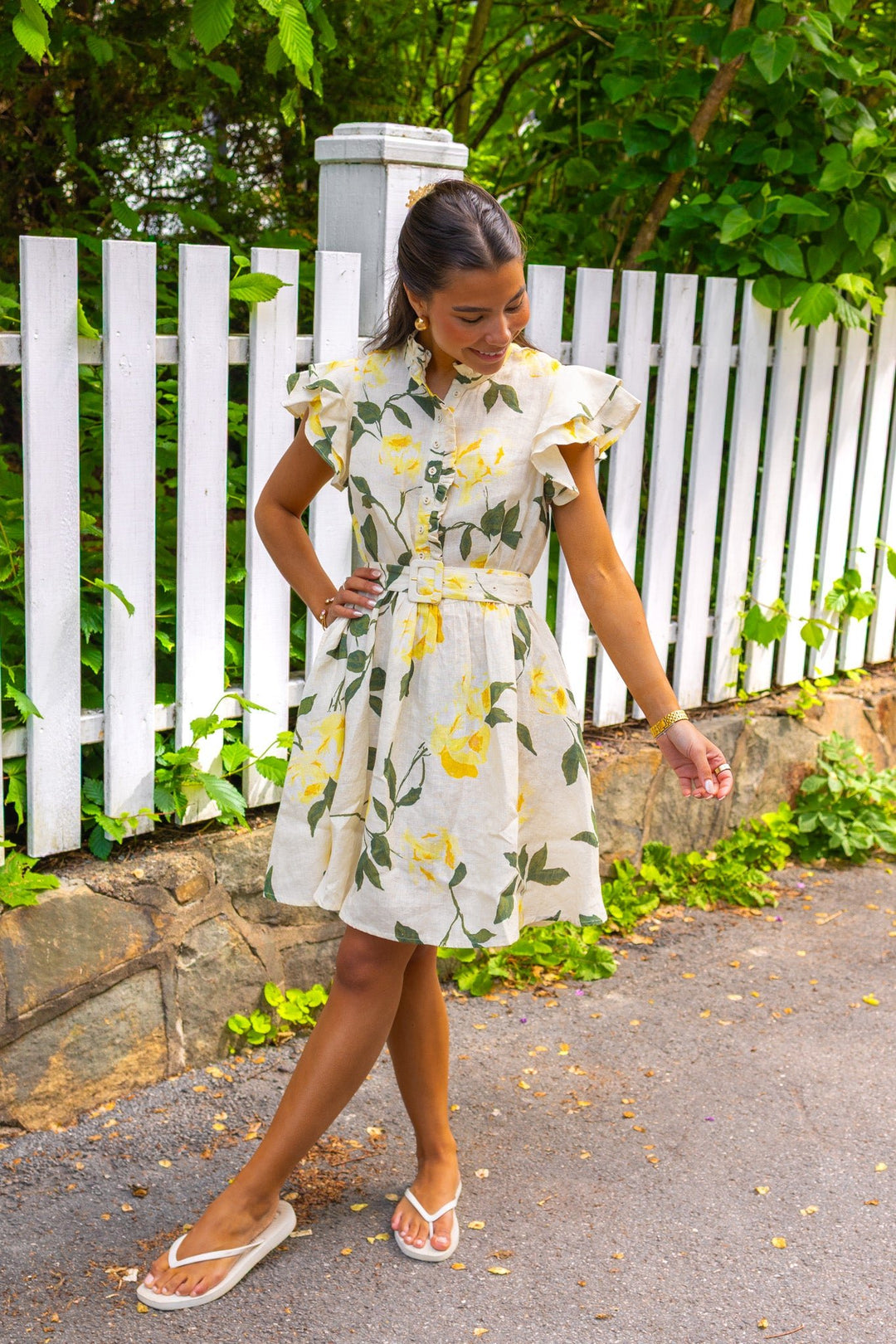 Linen Ruffle Dress Sunlight | Kjoler | Smuk