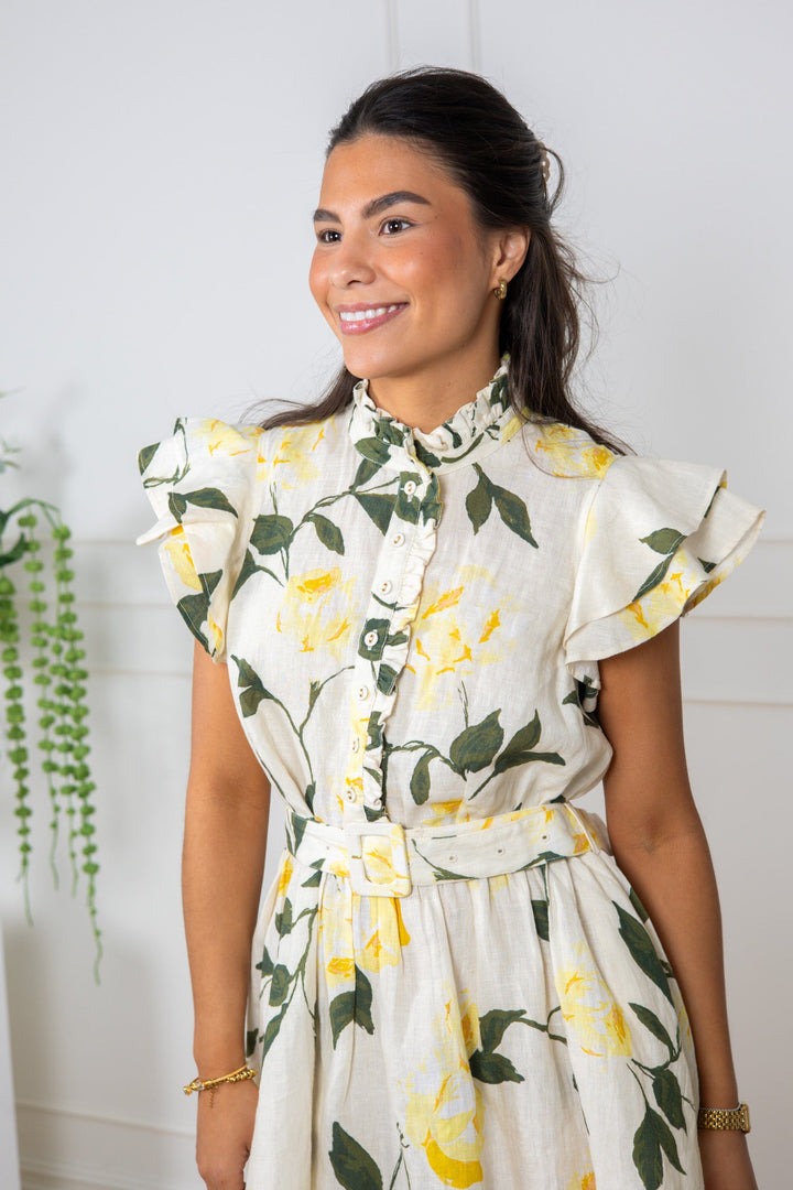 Linen Ruffle Dress Sunlight | Kjoler | Smuk