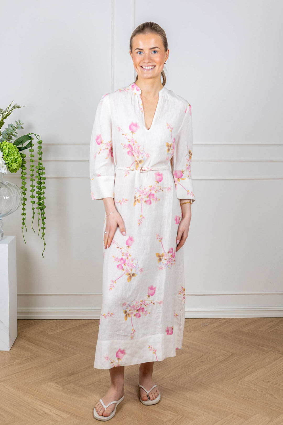 Linen Shift Dress Pink Bloom | Kjoler | Smuk