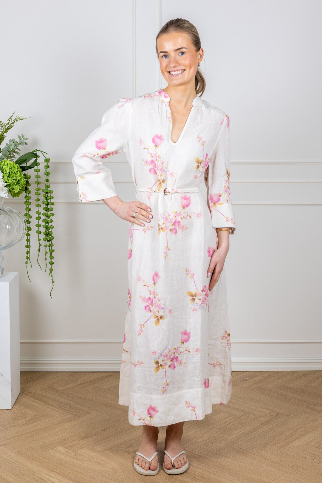 Linen Shift Dress Pink Bloom | Kjoler | Smuk