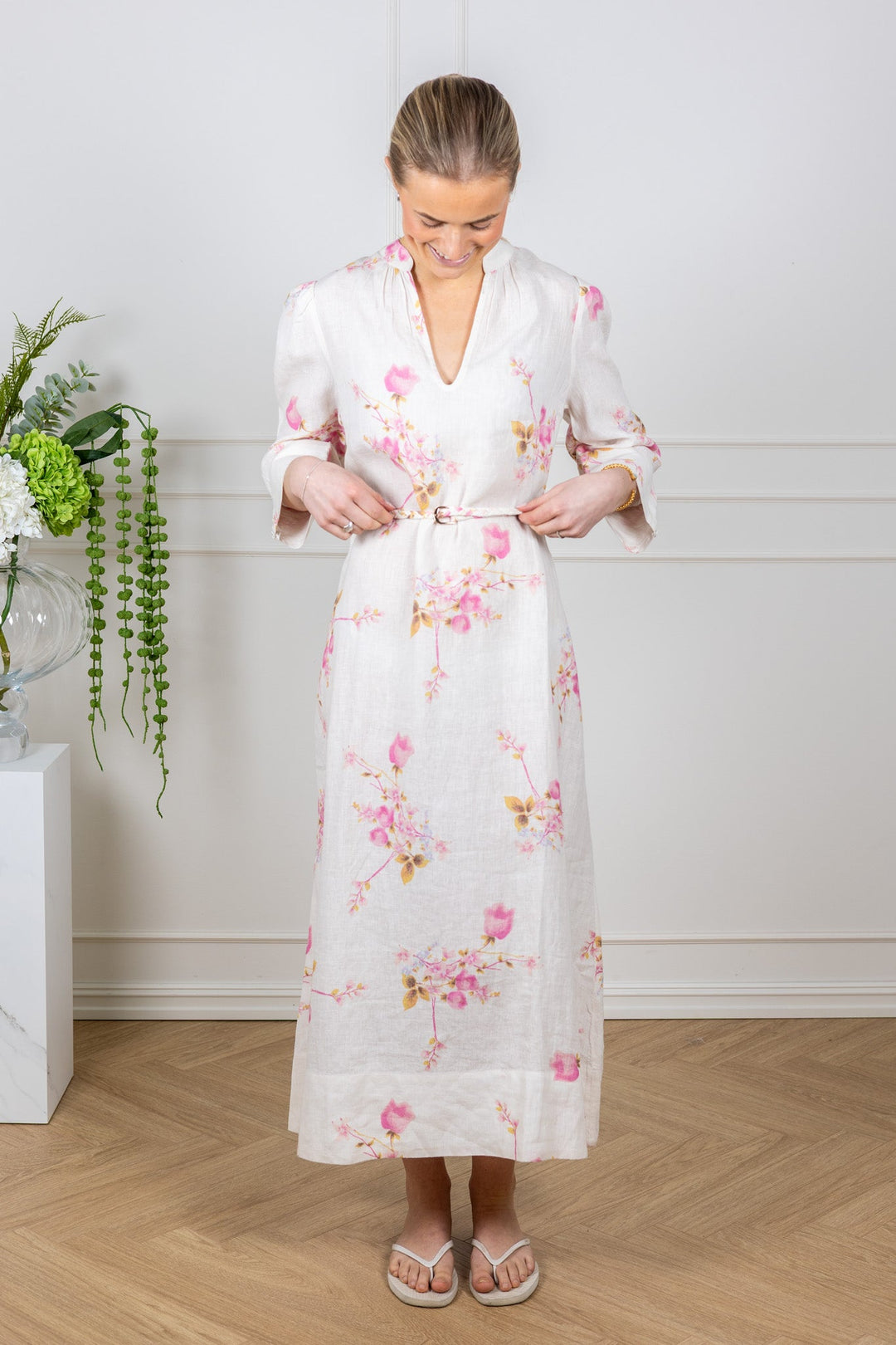 Linen Shift Dress Pink Bloom | Kjoler | Smuk