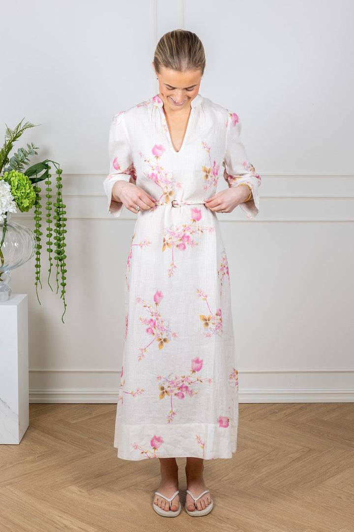Linen Shift Dress Pink Bloom | Kjoler | Smuk