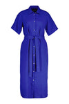Linen Ss Shirt Dress Royal Blue