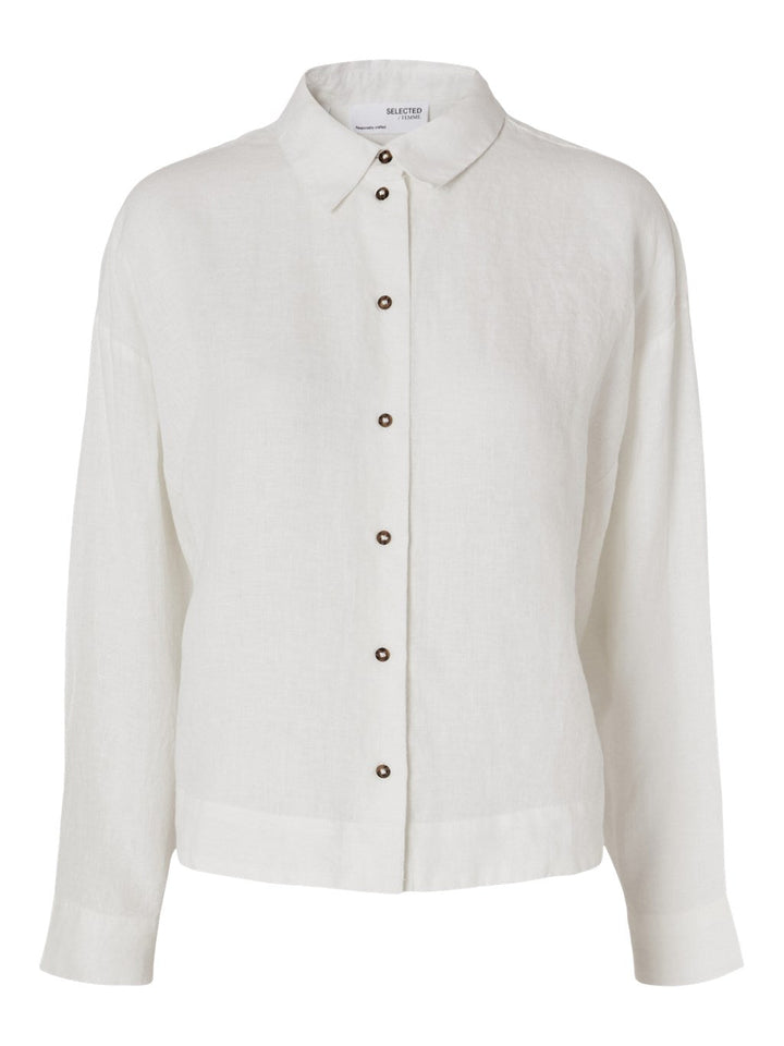 Linnie Ls Linen Shirt Snow White | Skjorter og bluser | Smuk - Dameklær på nett