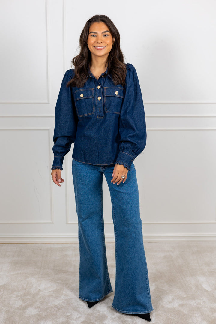 Lio Denim Blouse Blue | Skjorter og bluser | Smuk - Dameklær på nett