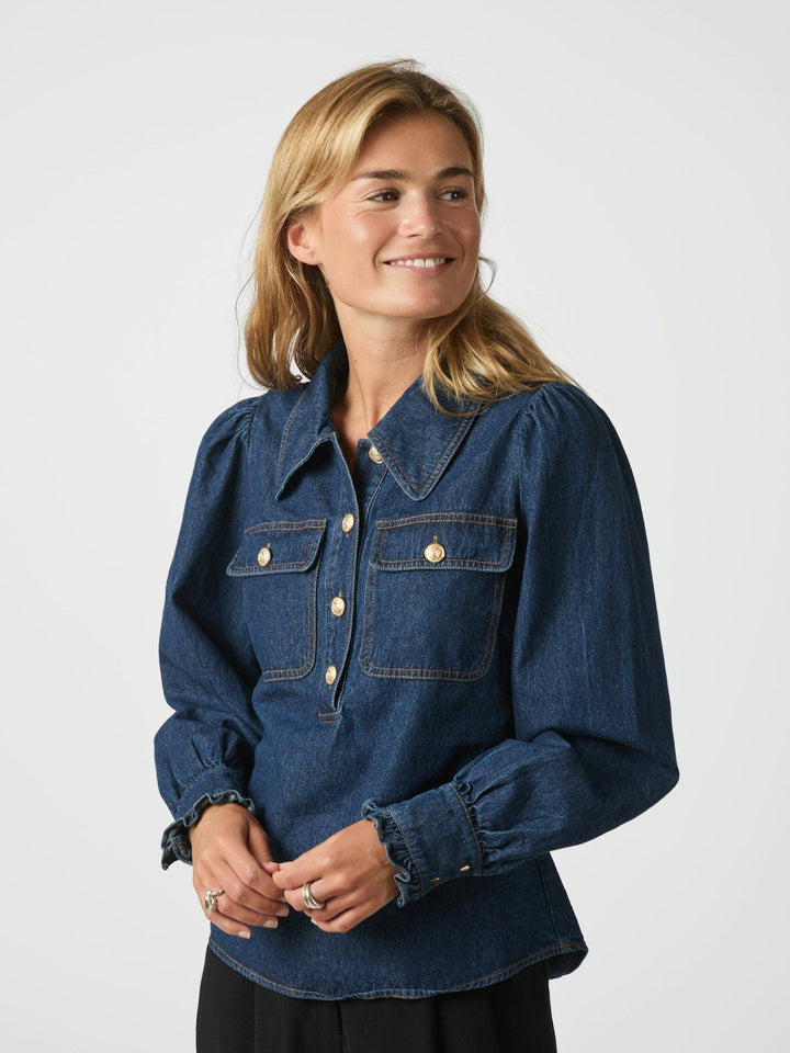 Lio Denim Blouse Blue | Skjorter og bluser | Smuk - Dameklær på nett
